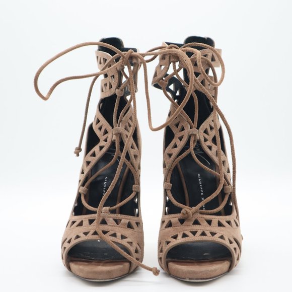 Giuseppe Zanotti Lazer Cut Coline 110 Lace Up Suede Sandals 36 - Picture 3 of 10